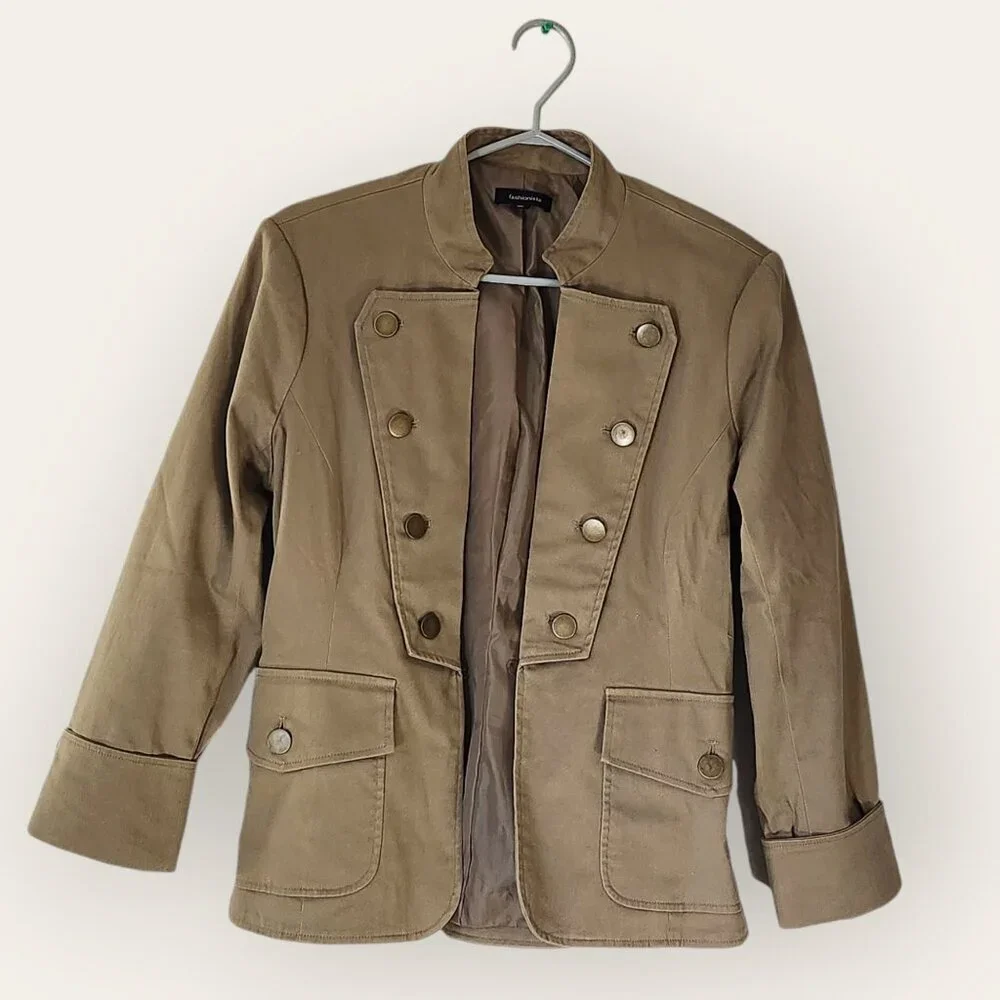 FASHIONISTA WOMENS SIZE 12 LIGHT BROWN CREAM BLAZER JACKET - Picture 8 of 9